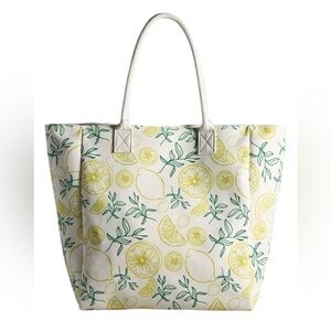 ANTHROPOLOGIE Lemons Canvas Tote - Cream/Yellow/Green